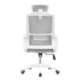poltrona ufficio ica con schienale in rete e poggiatesta regolabile colore bianco, meccanismo reclinabile e regolabile in altezza
