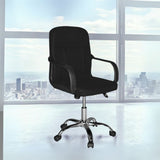 poltrona da ufficio pc116p in tessuto nero e base cromata, sedia ergonomica da ufficio per supporto lombare