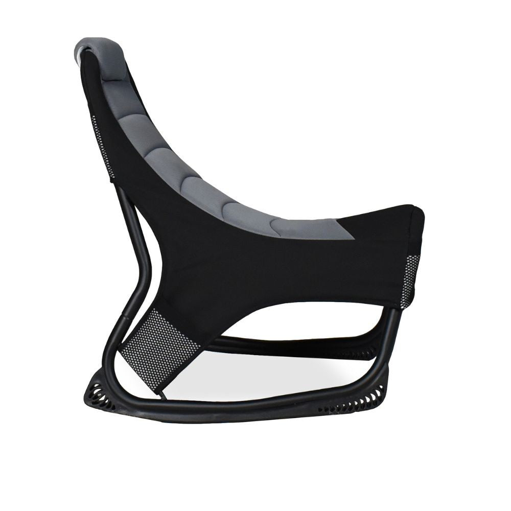 sedia gaming rocky con seduta imbottita in rete bicolore nero e grigio, meccanismo reclinabile e regolabile in altezza