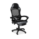 sedia gaming gandi con poggiapiedi estensibile in tessuto con rete nero, sedia ergonomica da ufficio per supporto lombare