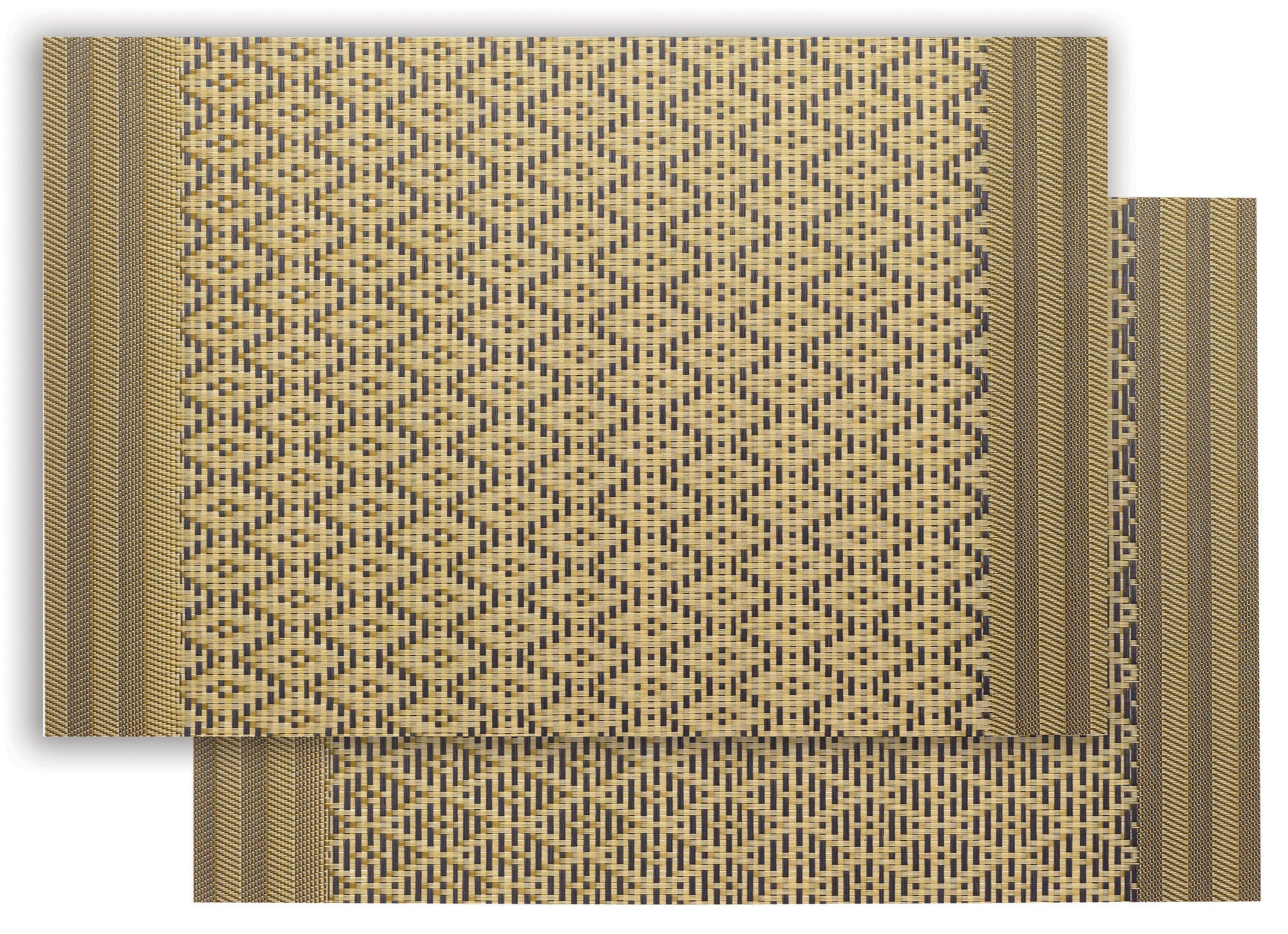 set da tavola kadra nero/oro, colore nero/oro, taglia 33 x 45. coordinato da tavola piegato con vista completa su sfondo neutro