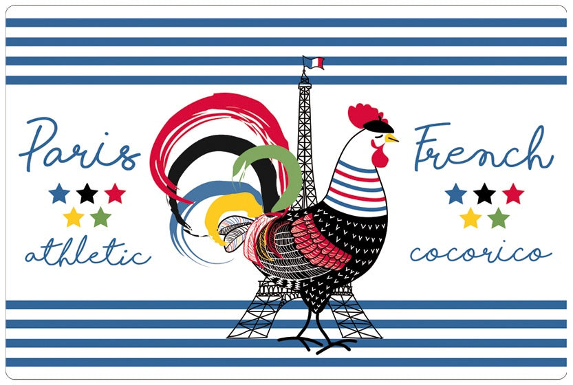 set da tavola french cocorico assortito, colore assortito, taglia 30 x 45. coordinato da tavola piegato con vista completa su sfondo neutro