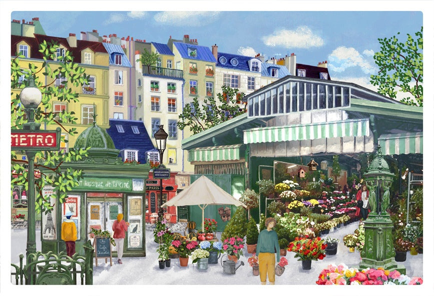 set da tavola marche aux fleurs assortito, colore assortito, taglia 30 x 45. coordinato da tavola piegato con vista completa su sfondo neutro