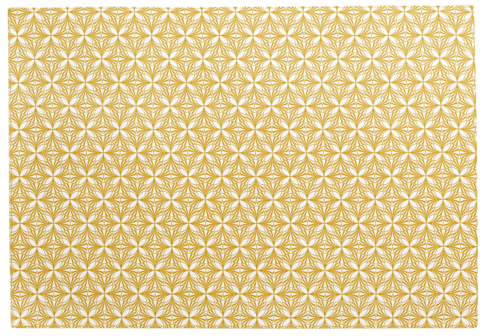 set da tavola calypse curry, colore curry, taglia 33 x 48. coordinato da tavola piegato con vista completa su sfondo neutro