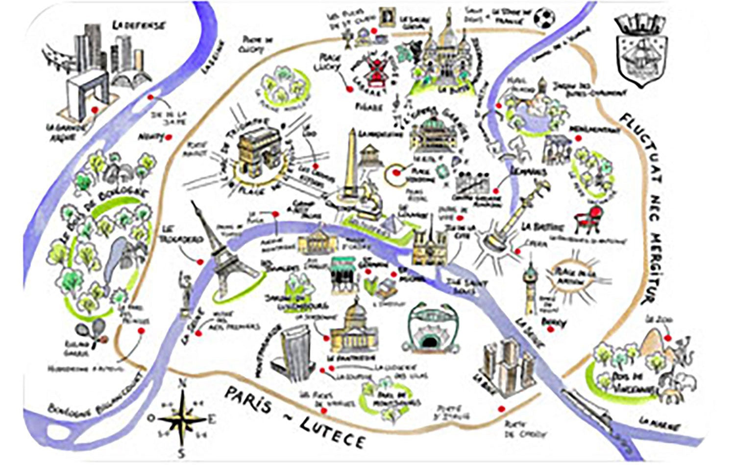 set da tavola dessin paris assortito, colore assortito, taglia 45 x 30. coordinato da tavola piegato con vista completa su sfondo neutro