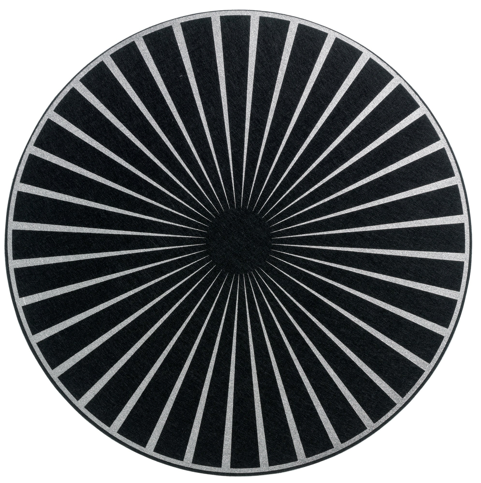 set da tavola in feltro raini nero/argento, colore nero/argento, taglia diamètre 40. coordinato da tavola piegato con vista completa su sfondo neutro