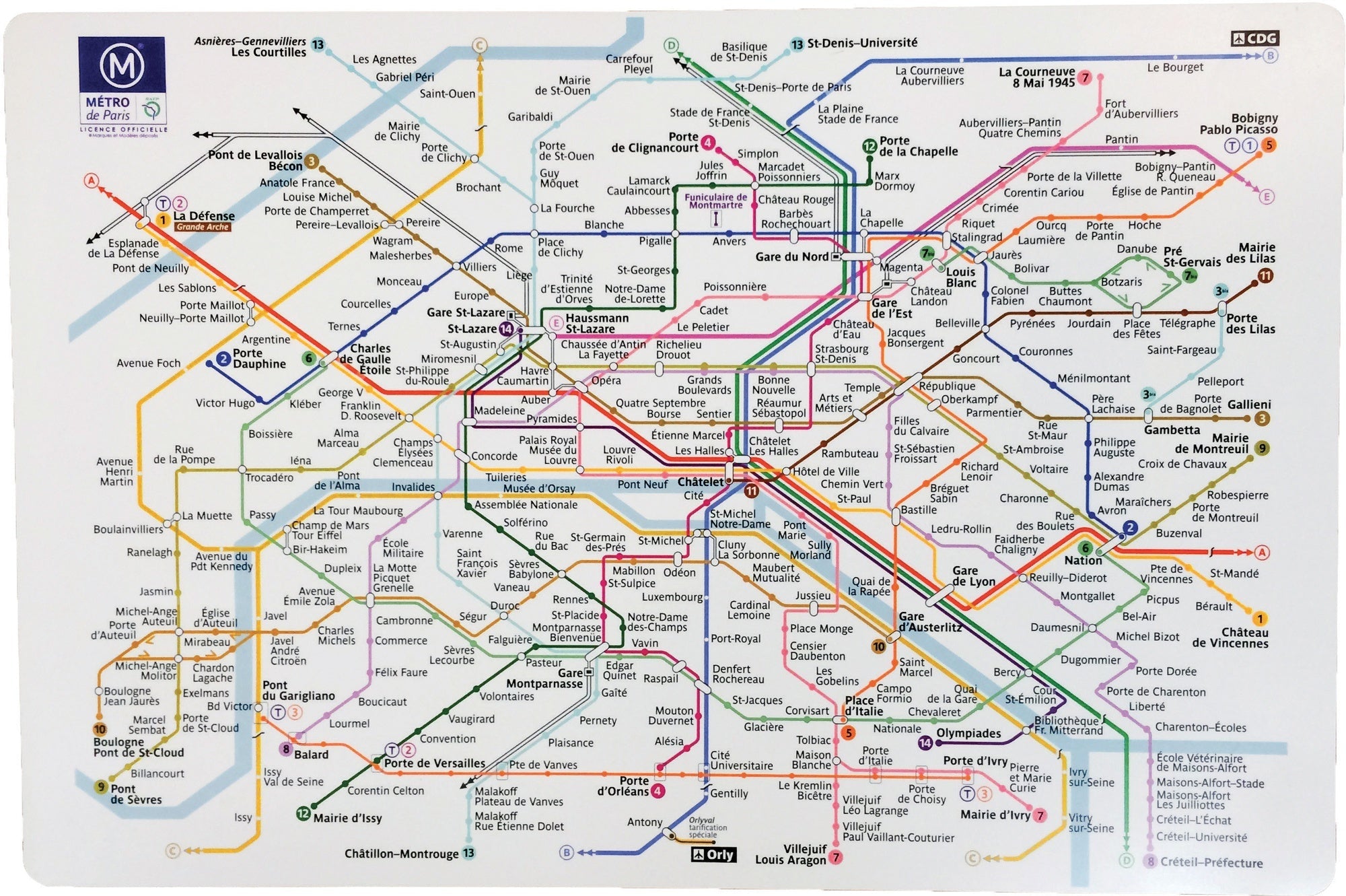 set da tavola in plastica paris ratp assortito, colore assortito, taglia 45 x 30. coordinato da tavola piegato con vista completa su sfondo neutro