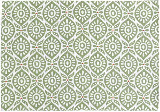 set da tavola rivestito riciclato citrus cactus, colore cactus, taglia 33 x 48. coordinato da tavola piegato con vista completa su sfondo neutro