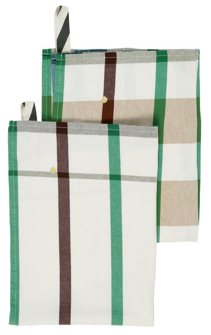 set di 2 strofinacci archie erba, colore erba, taglia 50 x 70. strofinaccio piegato su fondo neutro per mostrare texture e finiture