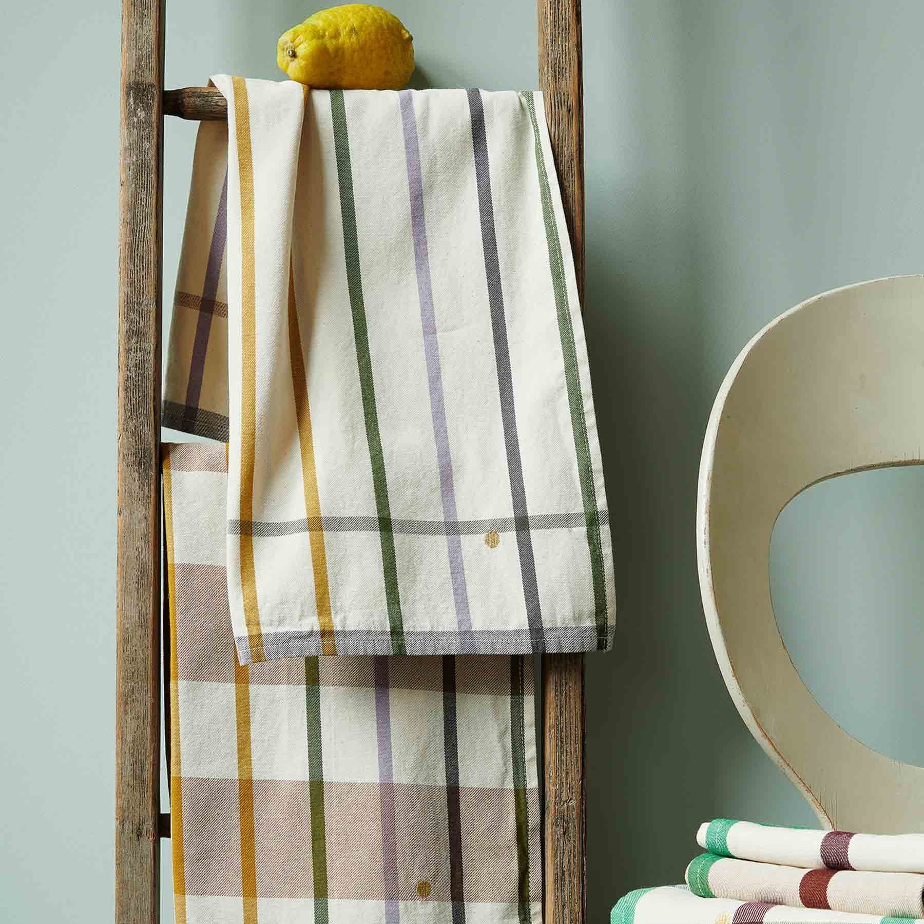 set di 2 strofinacci archie noci, colore noci, taglia 50 x 70. confezionato in 100% cotone bio, assorbenza e resistenza per ogni esigenza in cucina