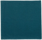 set di 2 tovaglioli riciclati delia pavone, colore pavone, taglia 41 x 41. tovagliolo piegato con cura su sfondo neutro, dettaglio tessuto e cuciture