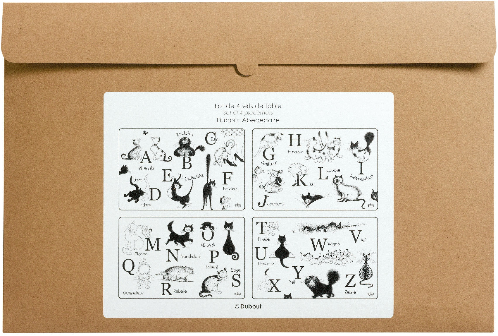 set di 4 tovagliette dubout abecedaire nero/bianco, colore nero/bianco, taglia 30 x 45. realizzata in 100% polipropilene, unisce funzionalità e stile sulla tua tavola