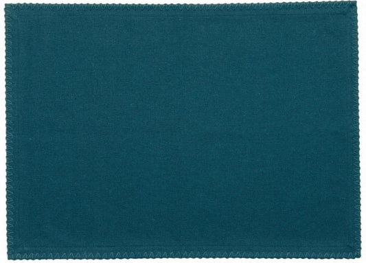 set di 4 tovagliette riciclate delia pavone, colore pavone, taglia 33 x 45. tovaglietta in tessuto naturale perfettamente disposta su tavolo in legno