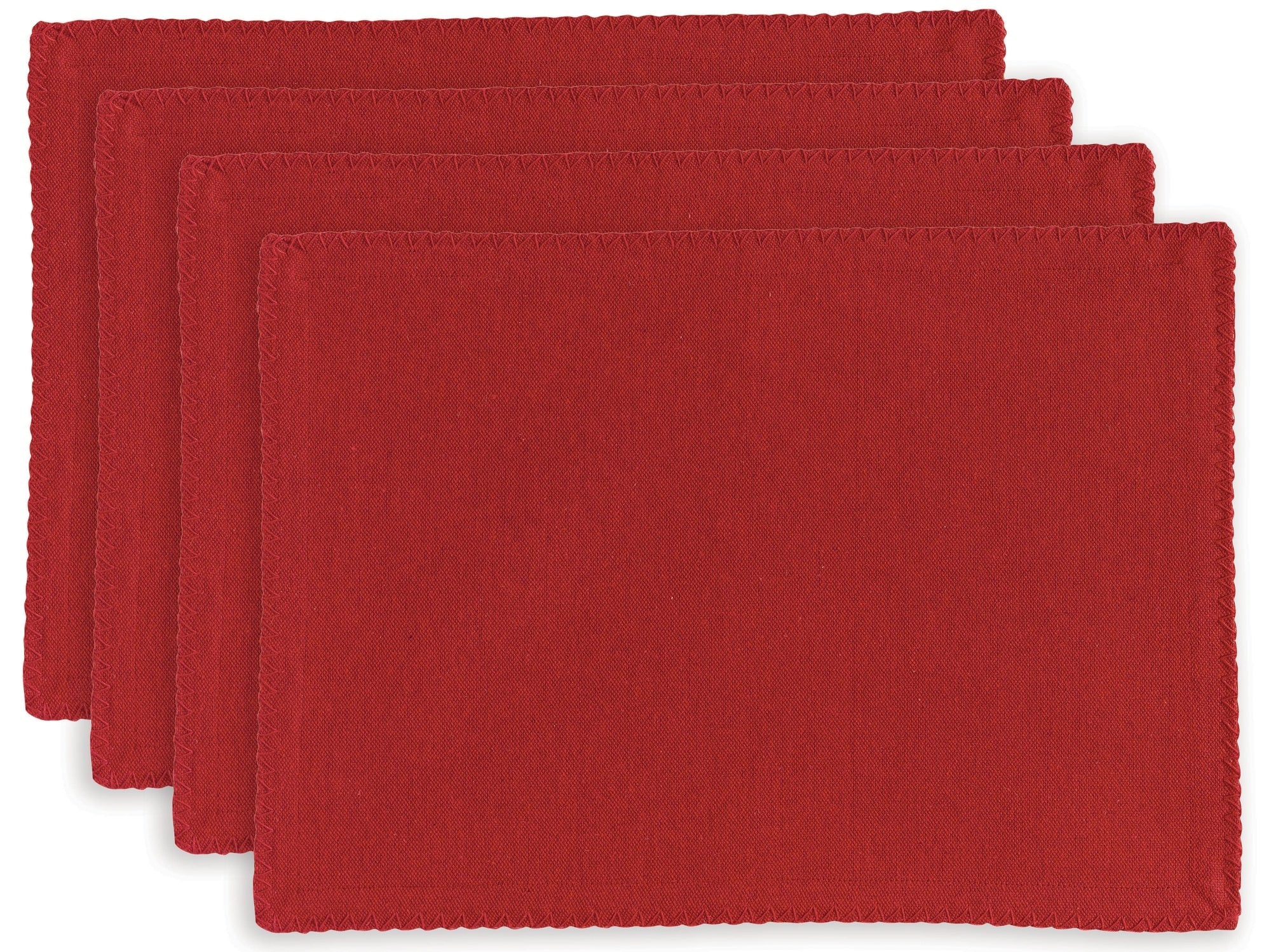 set di 4 tovagliette riciclate delia tango, colore tango, taglia 33 x 45. tovaglietta in tessuto naturale perfettamente disposta su tavolo in legno