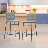 sgabello ross in velluto grigio con gambe nere, sgabello moderno per cucina, bar o penisola