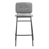 sgabello ross in velluto grigio con gambe nere, vista ambientata accanto a bancone o isola