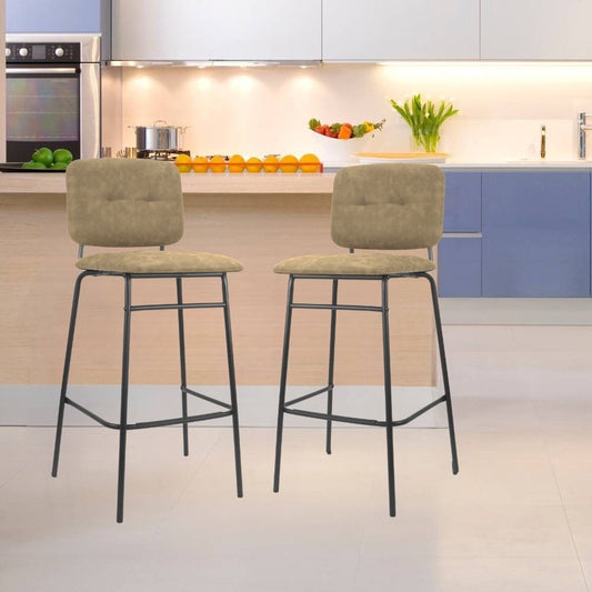 sgabello ross in velluto cappuccino con gambe nere, sgabello moderno per cucina, bar o penisola