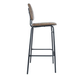 sgabello ross in ecopelle ruggine con gambe nere, design salvaspazio ideale per ambienti contemporanei