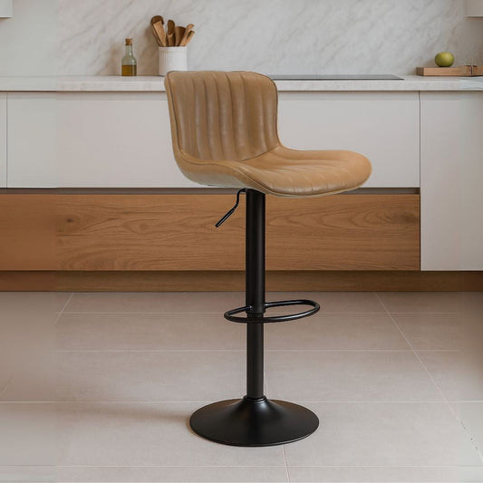 sgabello regolabile snas tortora con piede nero, sgabello moderno per cucina, bar o penisola