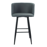 sgabello limin in ecopelle grigio con gambe nere opache, sgabello moderno per cucina, bar o penisola