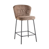 sgabello imbottito cami in tessuto teddy tortora, dettaglio della seduta imbottita o in legno