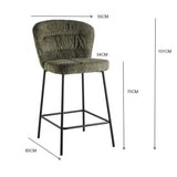 sgabello imbottito cami in tessuto teddy grigio, vista ambientata accanto a bancone o isola