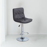 sgabello paco con seduta in ecopelle grigio e gamba in metallo inox, sgabello moderno per cucina, bar o penisola