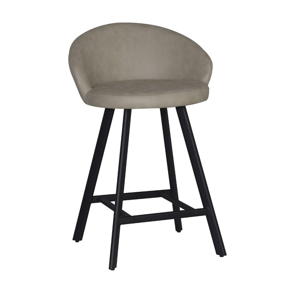 sgabello saki in nabuk uras 02 tortora con gambe nere, dettaglio della seduta imbottita o in legno