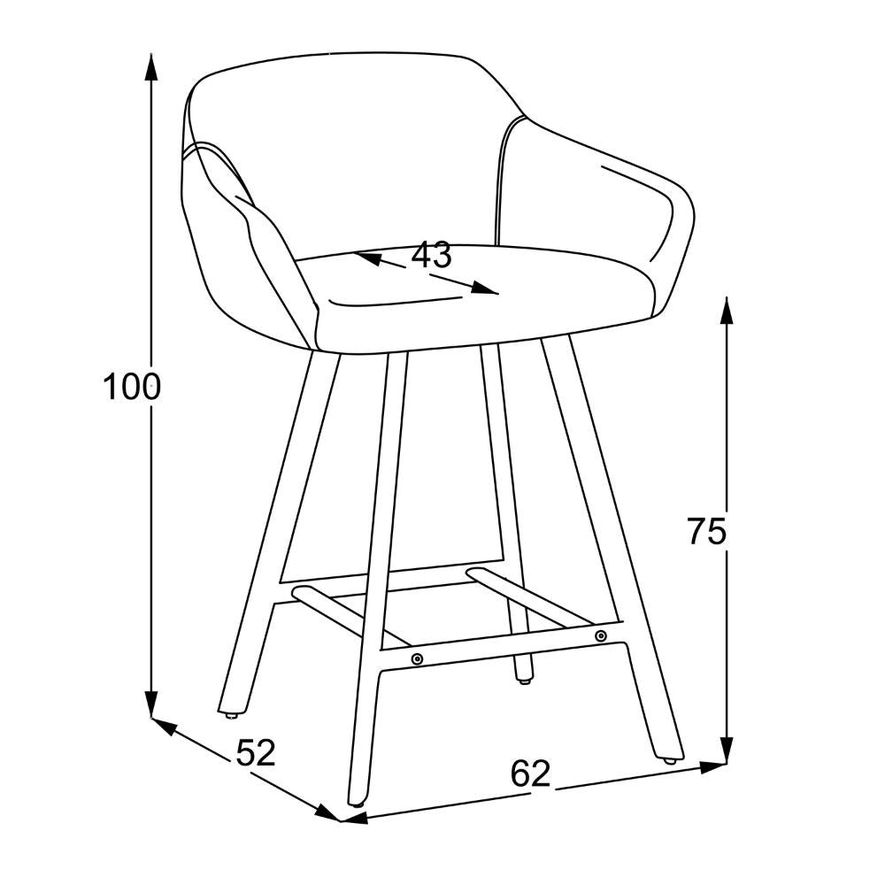 sgabello mey in tessuto nordic 16 grigio cenere con gambe in metallo nere, design salvaspazio ideale per ambienti contemporanei