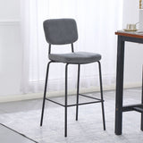 sgabello juno in tessuto colore grigio scuro e struttura in metallo nero, sgabello moderno per cucina, bar o penisola