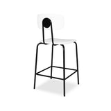 sgabello glami in pvc effetto cuoio bianco con struttura in metallo nera, struttura stabile in metallo o legno massello