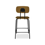 sgabello glami in pvc effetto cuoio brown con struttura in metallo nera, seduta ergonomica per comfort prolungato