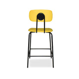 sgabello glami in pvc effetto cuoio giallo con struttura in metallo nera, seduta ergonomica per comfort prolungato