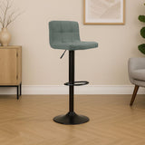 sgabello regolabile mosva colore verde con gambe nere opache, sgabello moderno per cucina, bar o penisola