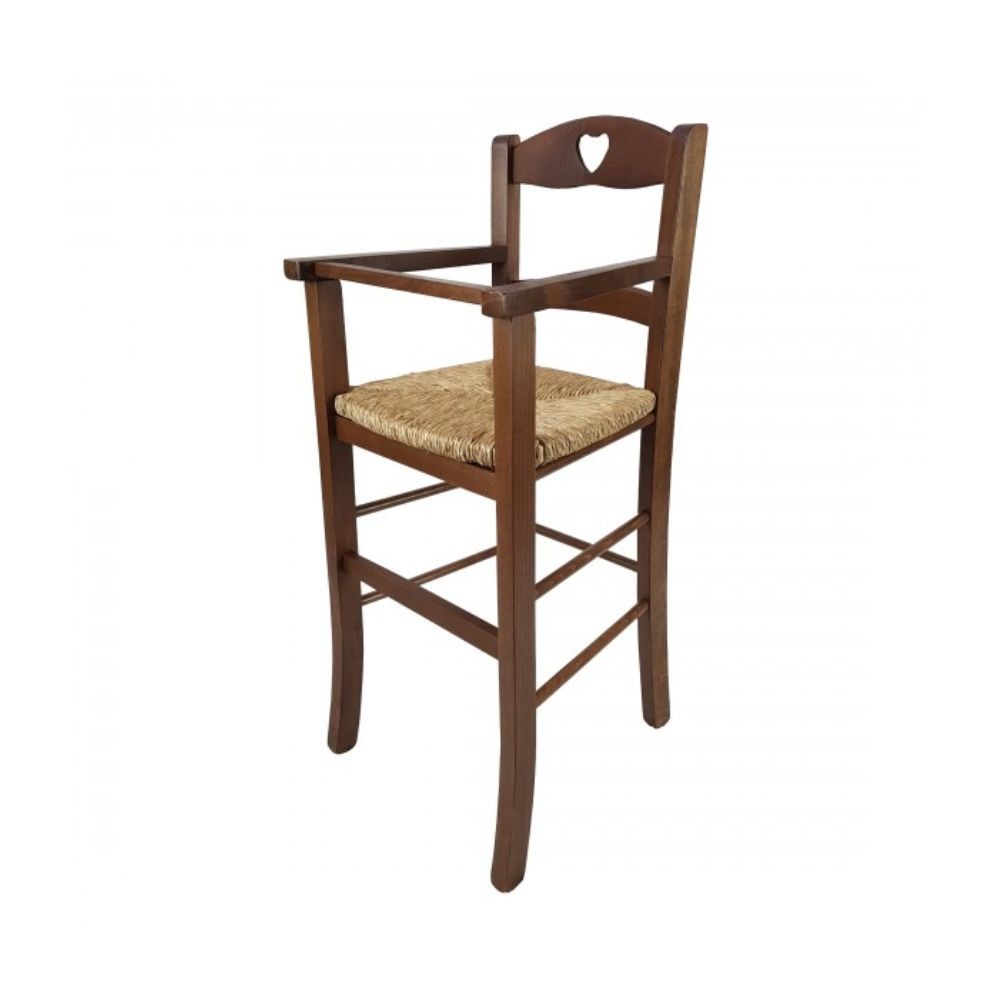 sediolone bimbo 708 legno noce e seduta paglia, dettaglio della seduta imbottita o in legno