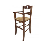 sediolone bimbo 708 legno noce e seduta paglia, dettaglio della seduta imbottita o in legno