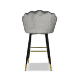 sgabello estro in velluto grigio con terminali dorati, struttura stabile in metallo o legno massello