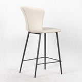 sgabello core colore beige con gambe in metallo nero, design salvaspazio ideale per ambienti contemporanei