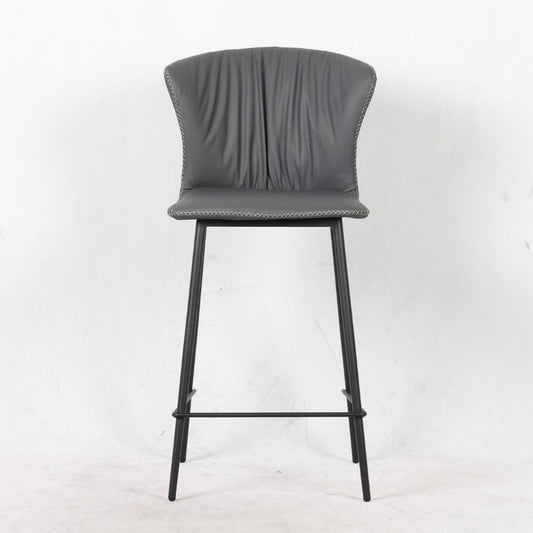 sgabello core colore antracite con gambe in metallo nero, sgabello moderno per cucina, bar o penisola