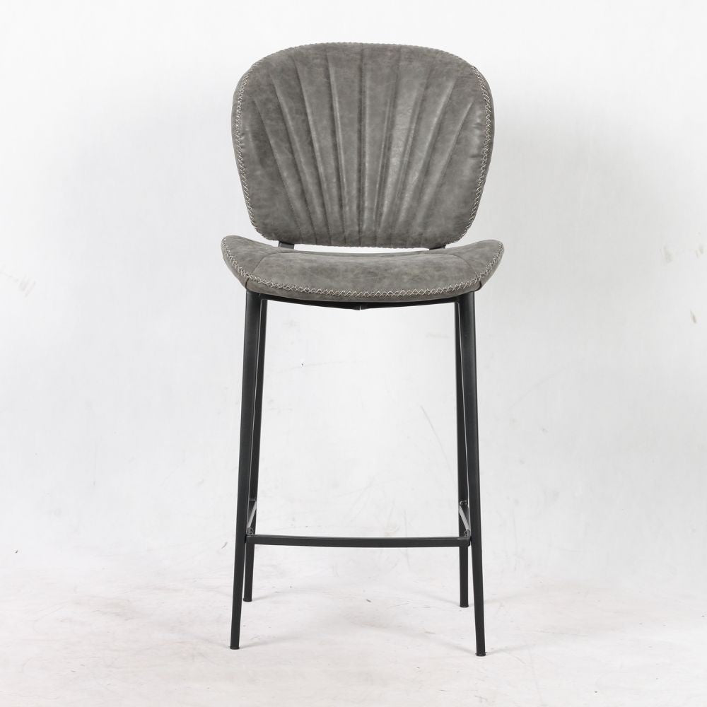 sgabello elice colore grigio chiaro gambe in metallo colore nero, sgabello moderno per cucina, bar o penisola