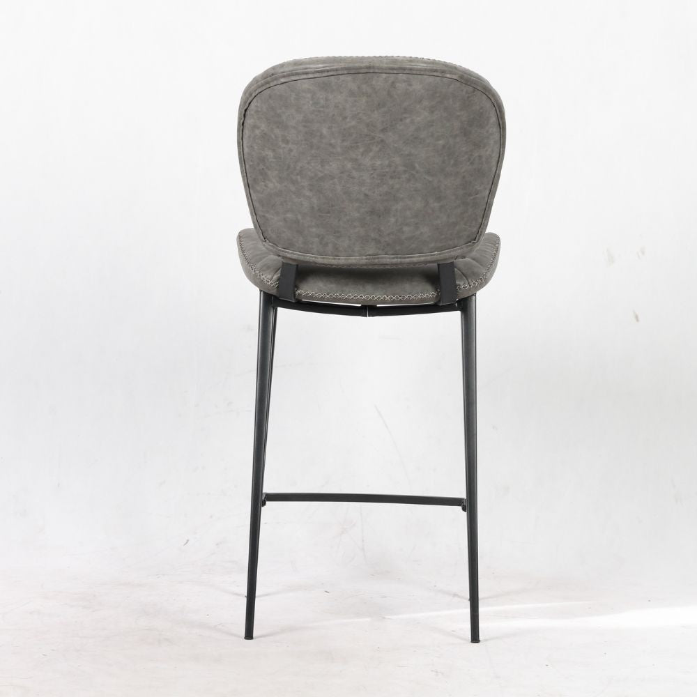 sgabello elice colore grigio chiaro gambe in metallo colore nero, struttura stabile in metallo o legno massello