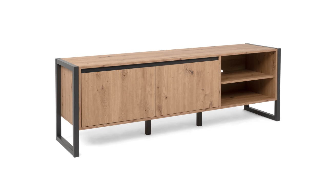 mobile porta tv denver 54 l160xp40xh55 quercia antracite, vista ambientata con illuminazione e decorazioni moderne