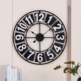 orologio tondo da parete colore nero, specchiera decorativa per soggiorno, ingresso o camera