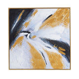 quadro astratto in oro bianco e nero su tela con cornice oro 80x80 cm. quadro3, specchiera decorativa per soggiorno, ingresso o camera