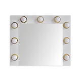 specchio trucco armin colore bianco con luci led lampadine non incluse, ambientazione d’arredo con il prodotto protagonista