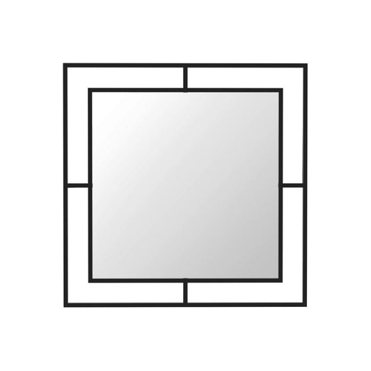 specchio quadrato corner con doppia cornice in metallo nero, specchiera decorativa per soggiorno, ingresso o camera