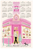 strofinaccio facade patisserie calendrier 2026 ecru, colore ecru, taglia 48 x 72. strofinaccio piegato su fondo neutro per mostrare texture e finiture