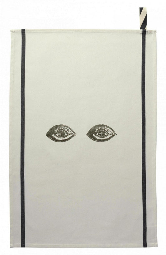 strofinaccio bon oeil oro, colore oro, taglia 50 x 70. strofinaccio piegato su fondo neutro per mostrare texture e finiture