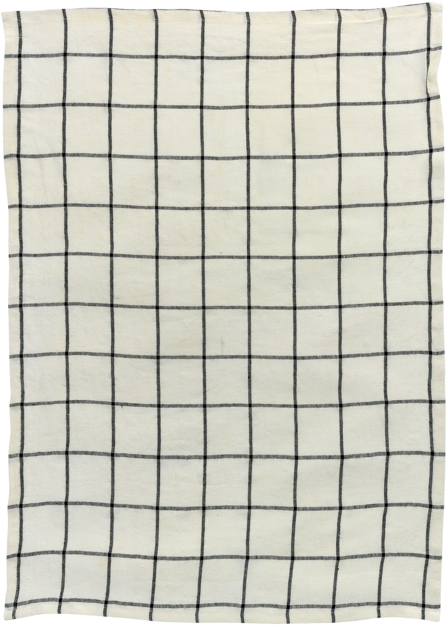 strofinaccio karma ecru/nero, colore ecru/nero, taglia 55 x 75. strofinaccio piegato su fondo neutro per mostrare texture e finiture