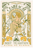 strofinaccio champagne art nouveau ecru, colore ecru, taglia 48 x 72. strofinaccio piegato su fondo neutro per mostrare texture e finiture